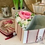 Herz Geschenkbox mit Seidenblumen mittelgroß
