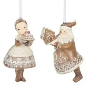 „Lebkuchen“ Weihnachtsmann und Frau Anhänger 2er Set